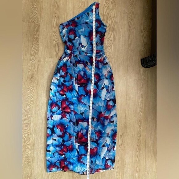 Cynthia Steffe Silk Maxi Dress 6 One Shoulder Floral Gown Formal - Picture 9 of 12